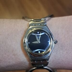 Swatch Women's Silver and Black Watch